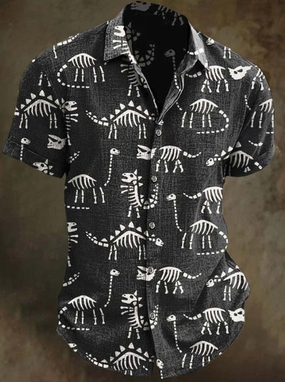 Dinosaur Print Casual Short Sleeve Shirt
