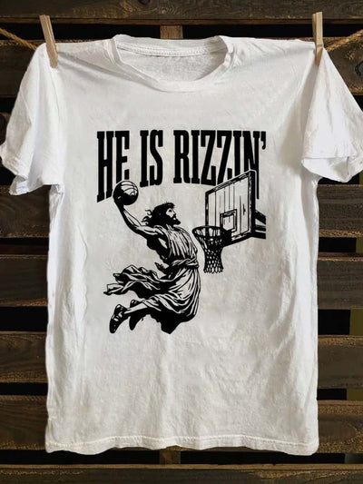 Funny Jesus Print Casual Short Sleeve T-Shirt