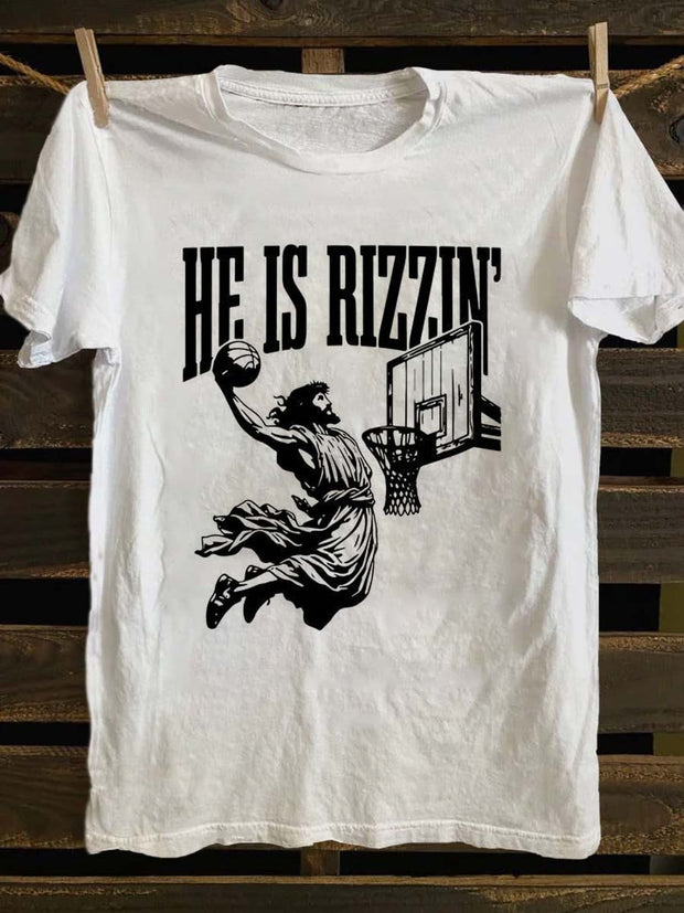 Funny Jesus Print Casual Short Sleeve T-Shirt
