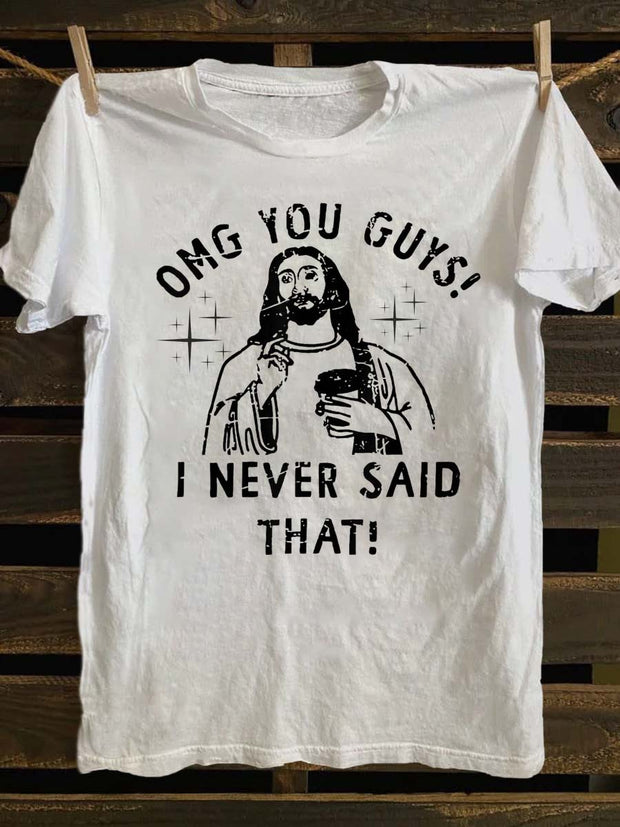 Funny Jesus Print Casual Short Sleeve T-Shirt