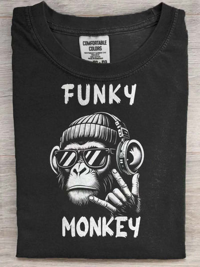 Funky Monkey Print Casual Short Sleeve T-Shirt
