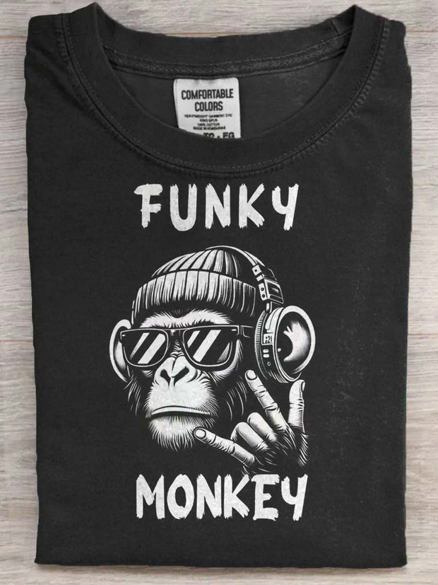 Funky Monkey Print Casual Short Sleeve T-Shirt