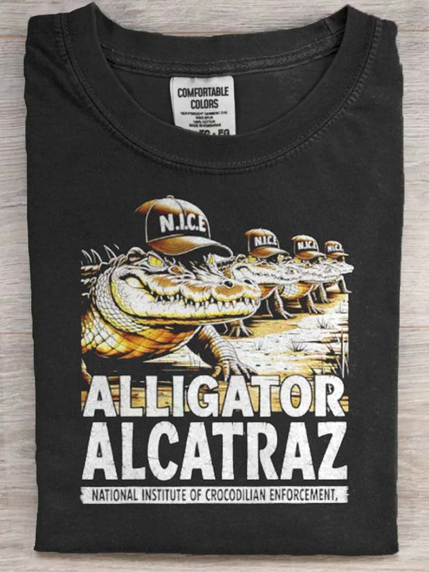 Florida Everglades Funny Gator Print Casual Short Sleeve T-Shirt
