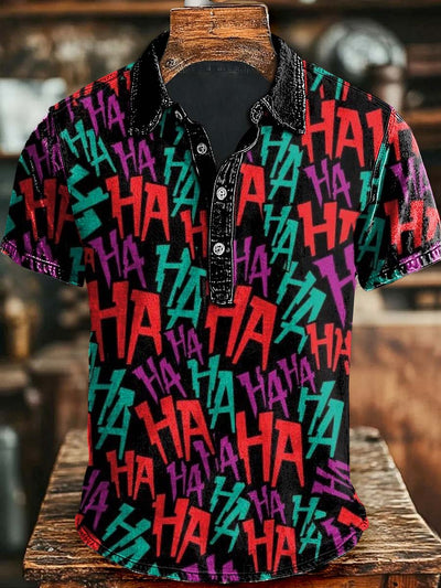 Halloween Printed Casual Short Sleeve Polo Shirt