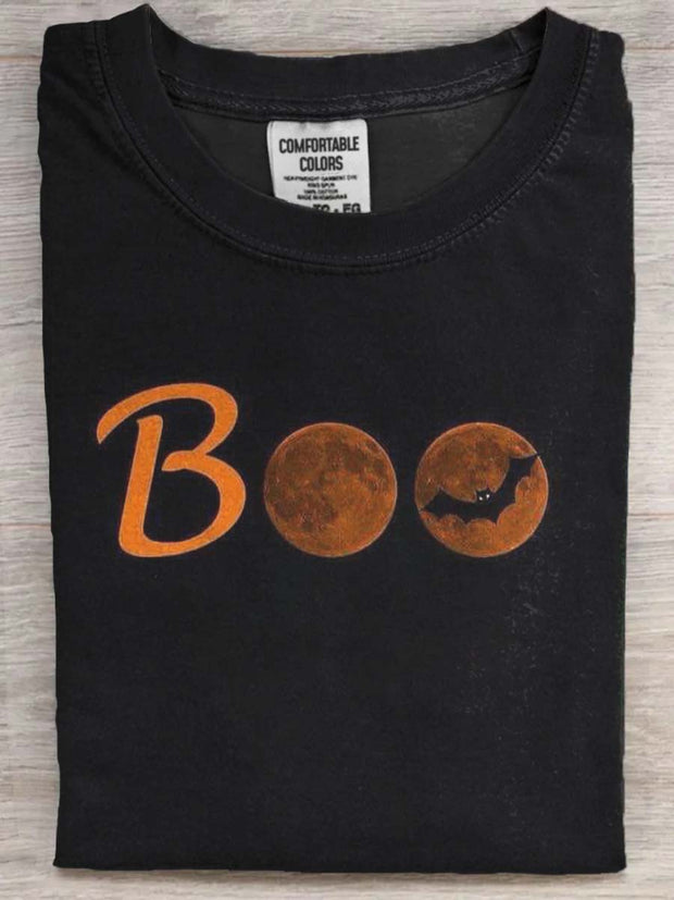 Halloween Bat Print Casual Short Sleeve T-Shirt