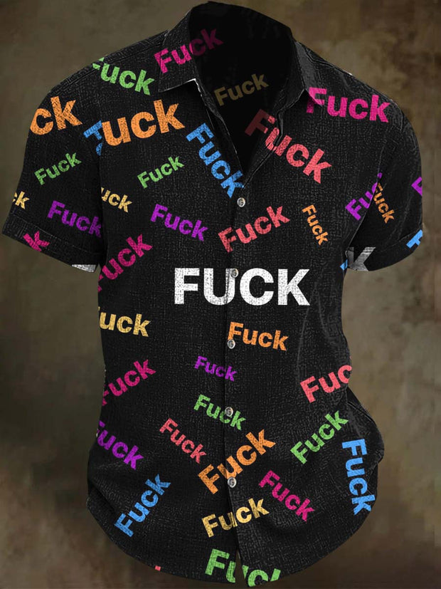 Funny Text Print Casual Short Sleeve Shirt