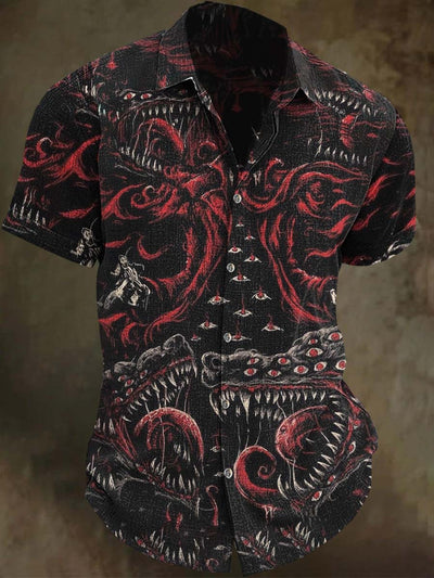 Halloween Scary Monster Print Casual Short Sleeve Shirt
