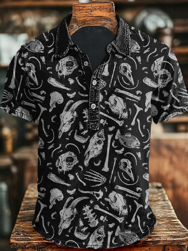 Halloween Printed Casual Short Sleeve Polo Shirt