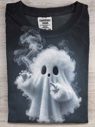 Halloween Cute Ghost Print Casual Short Sleeve T-Shirt