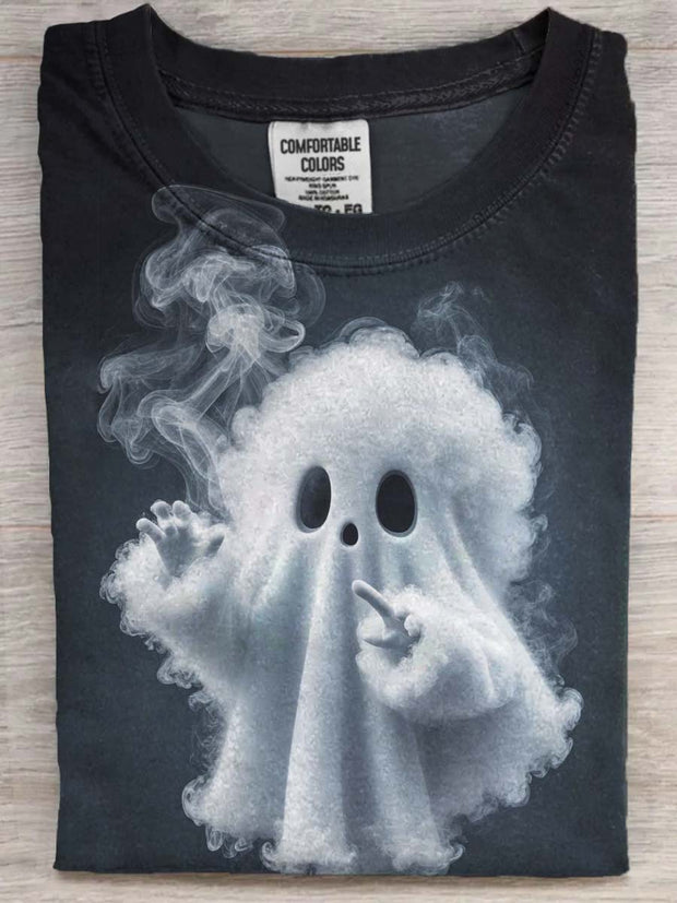 Halloween Cute Ghost Print Casual Short Sleeve T-Shirt