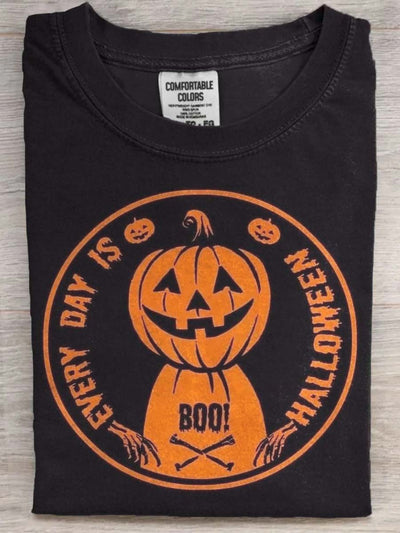 Halloween Evil Pumpkin Print Casual Short Sleeve T-Shirt
