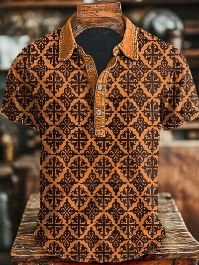 Halloween Abstract Print Casual Short Polo Shirt