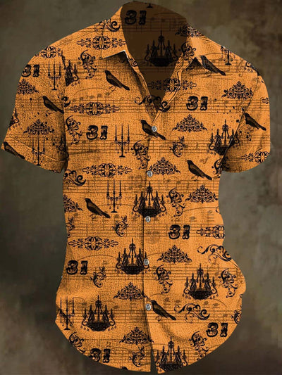 Raven Print Casual Short Sleeve Shirt