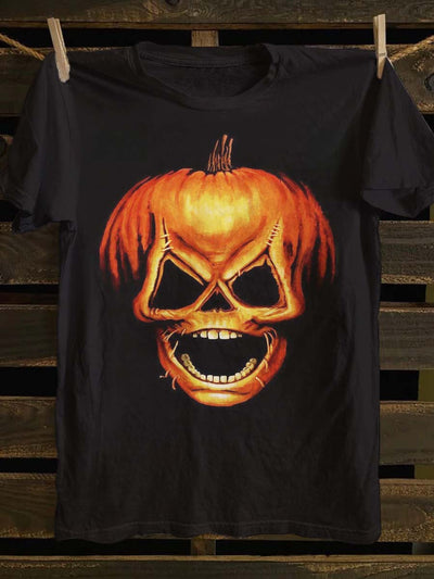 Halloween Scary Pumpkin Print Casual Short Sleeve T-Shirt