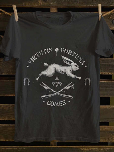 Halloween Bunny Print Casual Short Sleeve T-Shirt