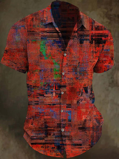 Oil Painting Abstract Art Print Casual Short Sleeve Shirt