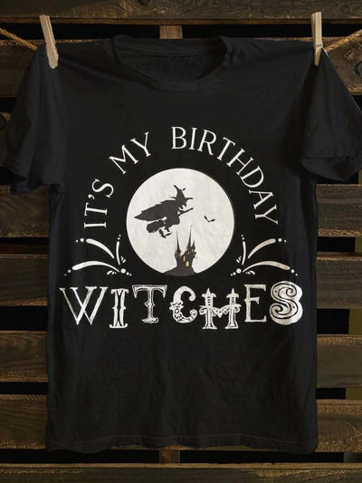 Halloween Witch Print Casual Short Sleeve T-Shirt