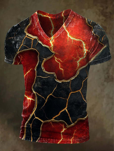 Abstract 3D Art Print Casual V-Neck Short Sleeve T-Shirt