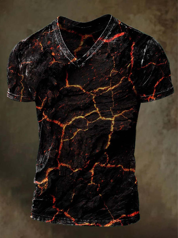 Abstract 3D Art Print Casual V-Neck Short Sleeve T-Shirt