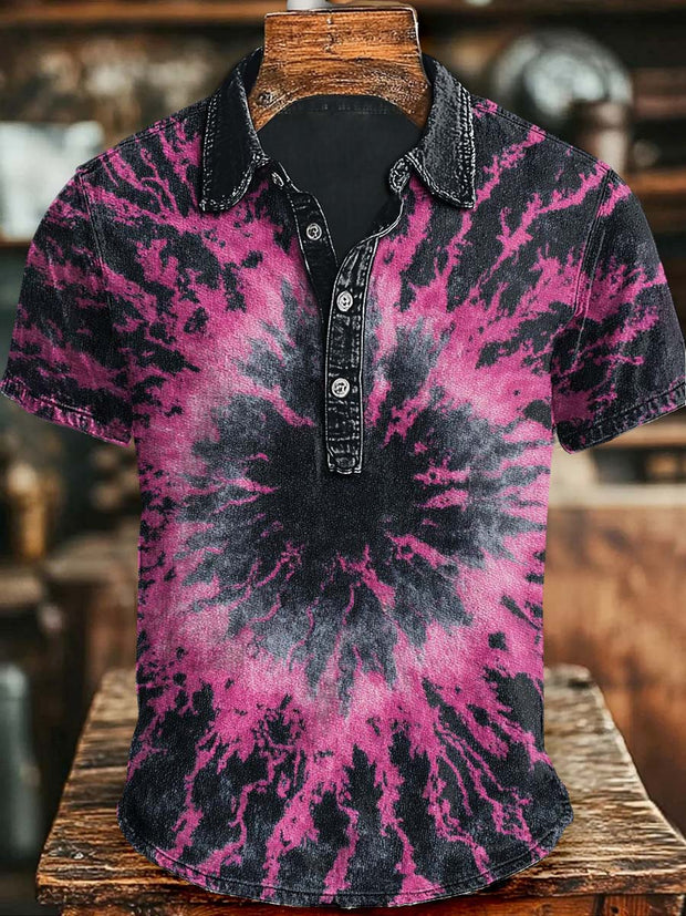 Abstract Rendering Print Casual Short Sleeve Polo Shirt