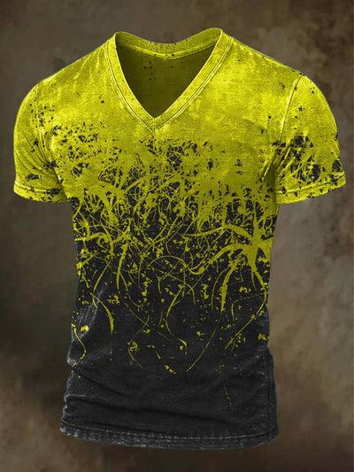Abstract Gradient Art Print Casual V-Neck Short Sleeve T-Shirt