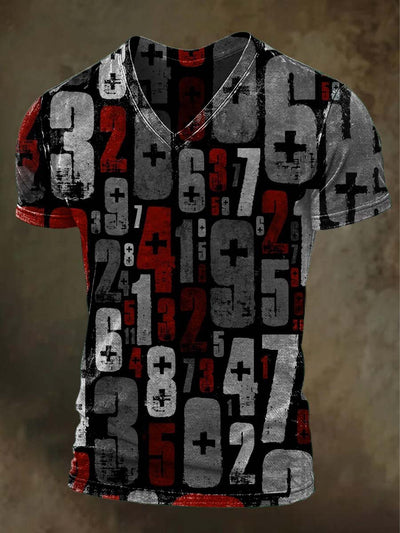 Abstract Digital Art Print Casual V-Neck Short Sleeve T-Shirt