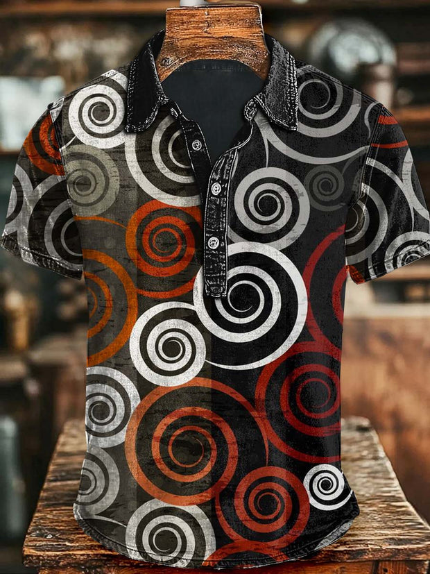 Abstract Swirl Art Casual Short Sleeve Polo Shirt