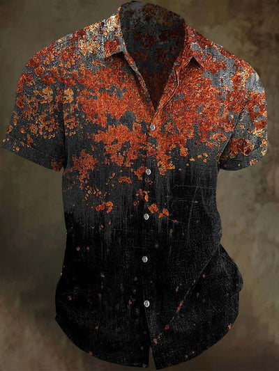 Abstract Rust Print Casual Short Sleeve Shirt