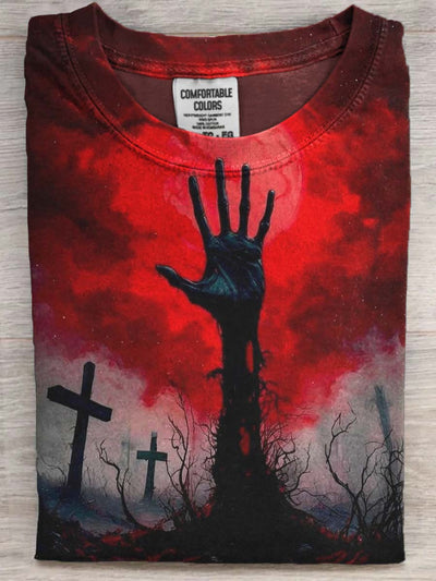 Scary Halloween Print Casual Short Sleeve T-Shirt