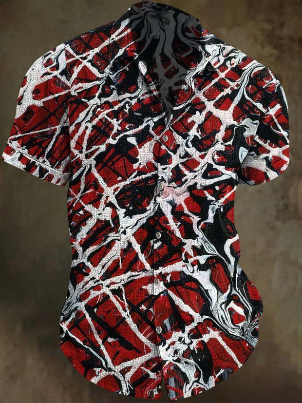 Abstract Line Print Casual Short Sleeve Shirt
