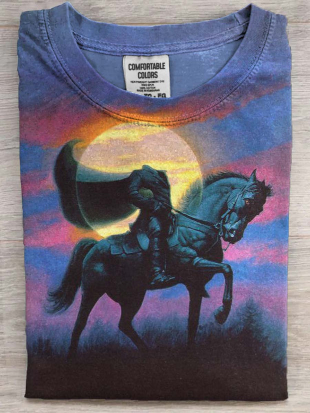 Halloween Pumpkin Rider Printed Casual Short Sleeve T-Shirt