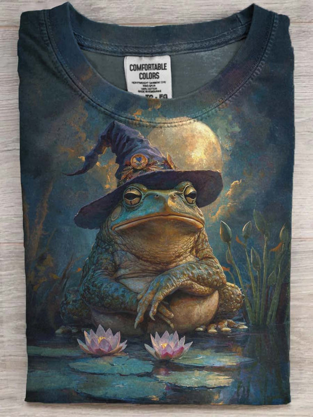 Halloween Frog Print Casual Short Sleeve T-Shirt