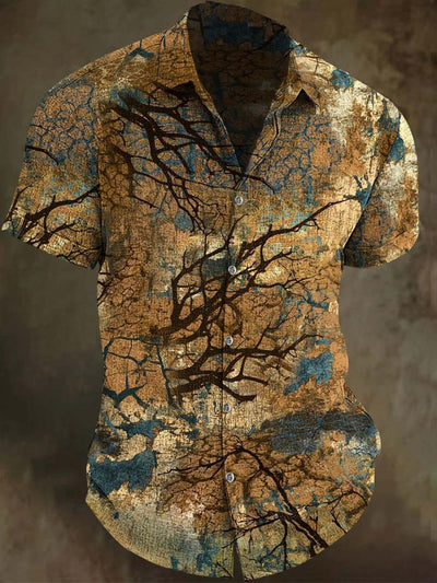 Abstract Color Clash Art Print Casual Short Sleeve Shirt