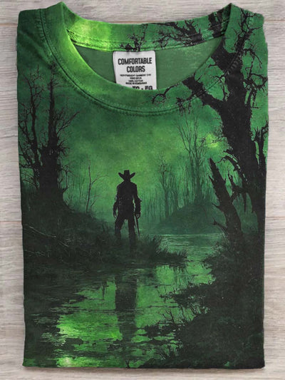 Halloween Dark Fantasy Print Casual Short Sleeve T-Shirt