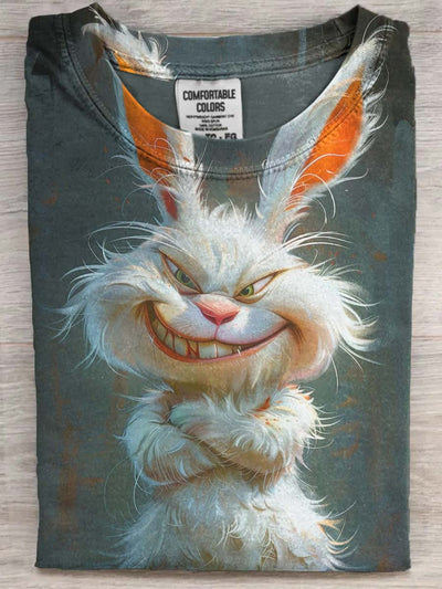 Halloween Evil Bunny Print Casual Short Sleeve T-Shirt