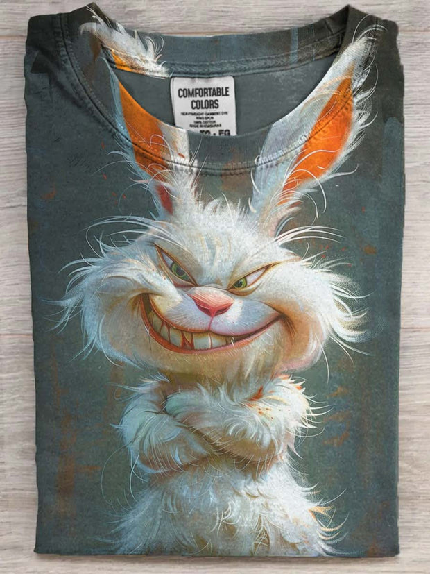 Halloween Evil Bunny Print Casual Short Sleeve T-Shirt