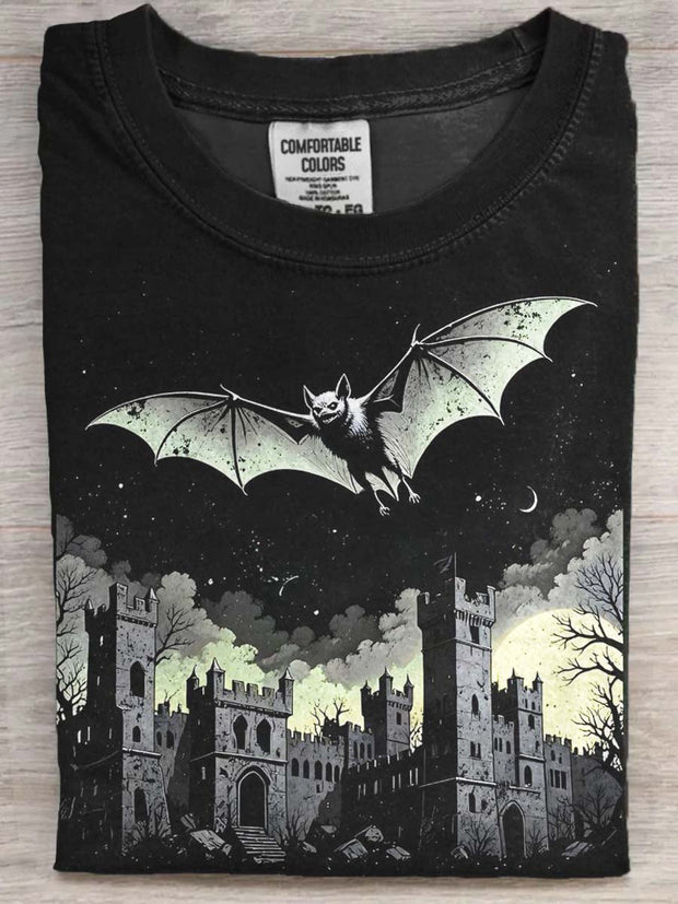 Halloween Bat Print Casual Short Sleeve T-Shirt