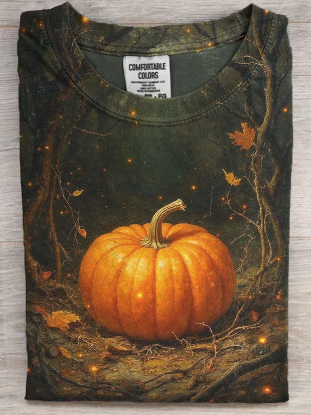 Halloween Pumpkin Print Casual Short Sleeve T-Shirt