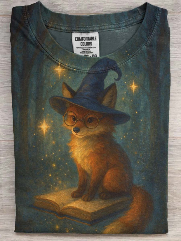 Halloween Fox Print Casual Short Sleeve T-Shirt