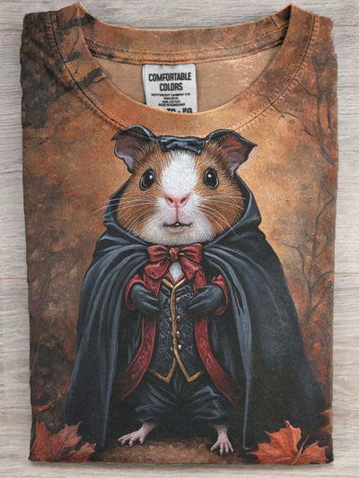 Halloween Vampire Guinea Pig Print Casual Short Sleeve T-Shirt