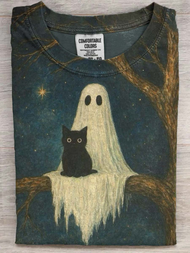 Halloween Ghost Print Casual Short Sleeve T-Shirt