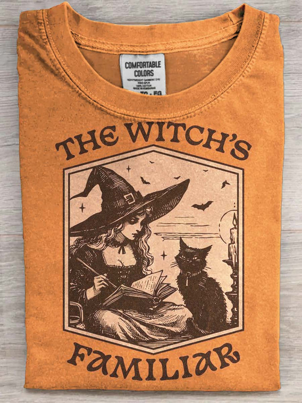 Halloween Witch Family Print Casual Short Sleeve T-Shirt