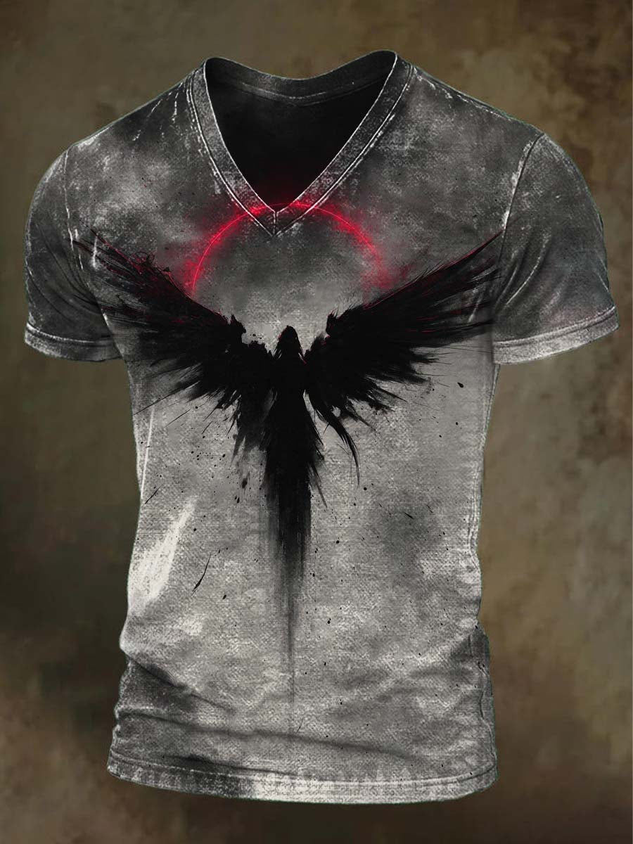 Dark Fantasy Print Casual Short Sleeve V-Neck T-Shirt