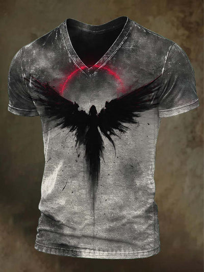 Dark Fantasy Print Casual Short Sleeve V-Neck T-Shirt