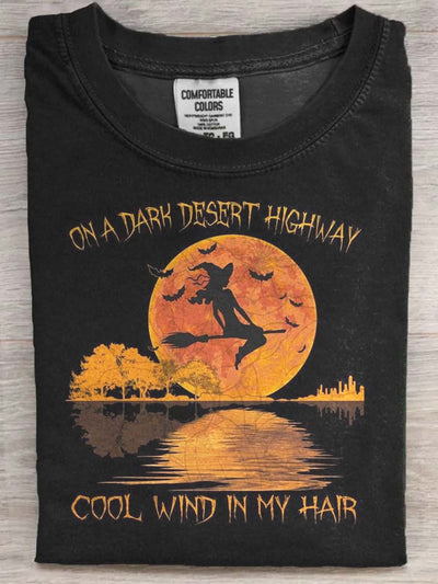 Halloween Witch Print Casual Short Sleeve T-Shirt
