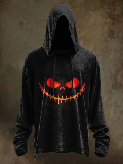 Halloween Evil Smiley Print Casual Hooded Sweatshirt