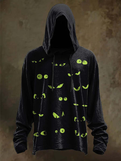 Halloween Evil Eye Print Casual Hooded Sweatshirt