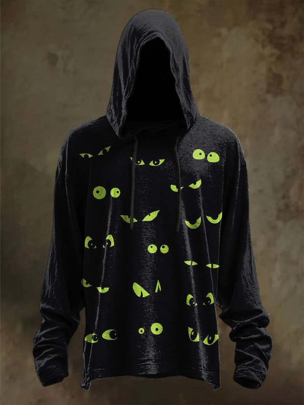Halloween Evil Eye Print Casual Hooded Sweatshirt