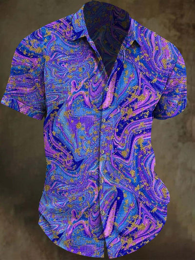 Abstract Rendering Quicksand Print Casual Short Sleeve Shirt