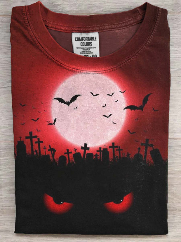 Halloween Horror Blood Night Print Casual Short Sleeve T-Shirt